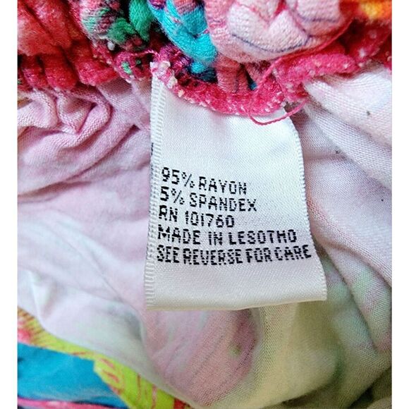 High Fifth 1X Colorful Top Tropical Print Stretch 3/4 Slv Rayon Blend Palm Frond - Picture 9 of 9